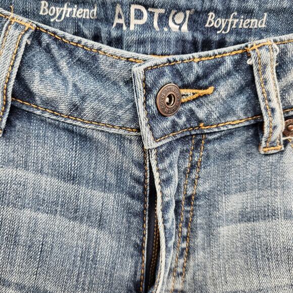 Apt. 9 Modern Boyfriend Medium Washed Distressed Blue Jeans Women's Size 8 - Picture 4 of 6